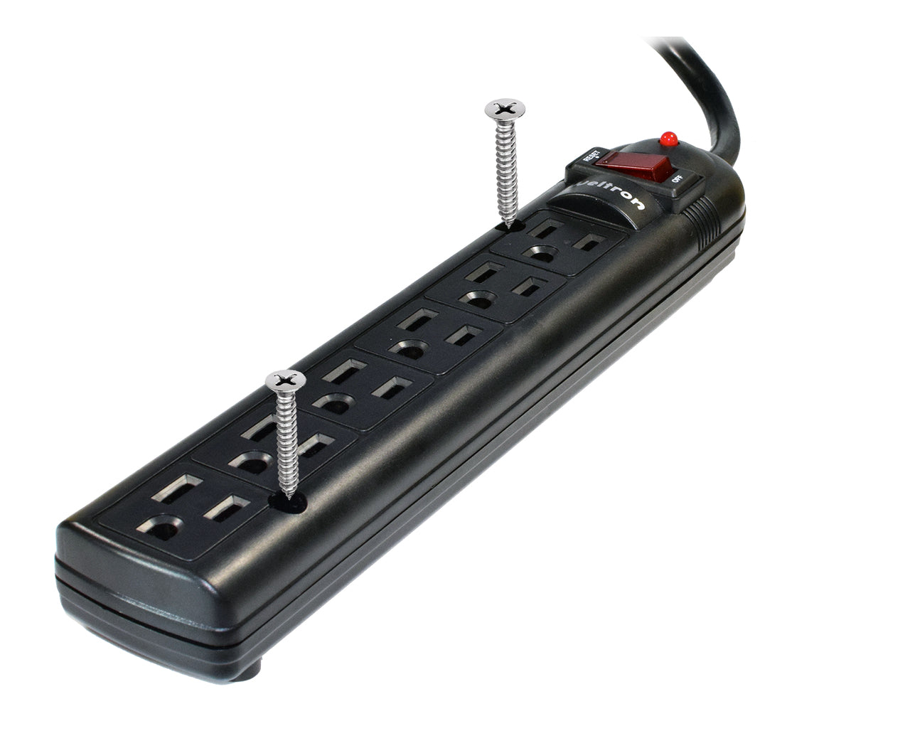 WSP-600PLF-3BK - Weltron 6-OUTLET BLACK PLASTIC SURGE PROTECTOR W/ FULL 3 LINES SURGE; 750 JOULES; EMI/RF