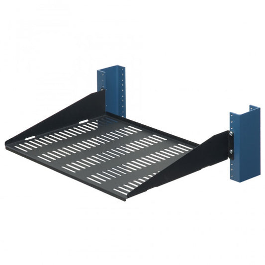 2USHL-022HALF-13DV - RackSolutions 2 POST RACK SHELF - 13 INCH VENTED FLANGES DOWN