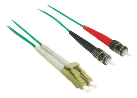 C2G 1m LC/ST Plenum-Rated 9/125 Duplex Single-Mode Fiber Patch Cable - Green fiber optic cable 39.4" (1 m)