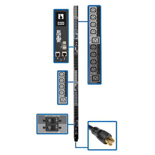 Tripp Lite PDU3XEVSR6L230B power distribution unit (PDU) 30 AC outlet(s) 0U Black