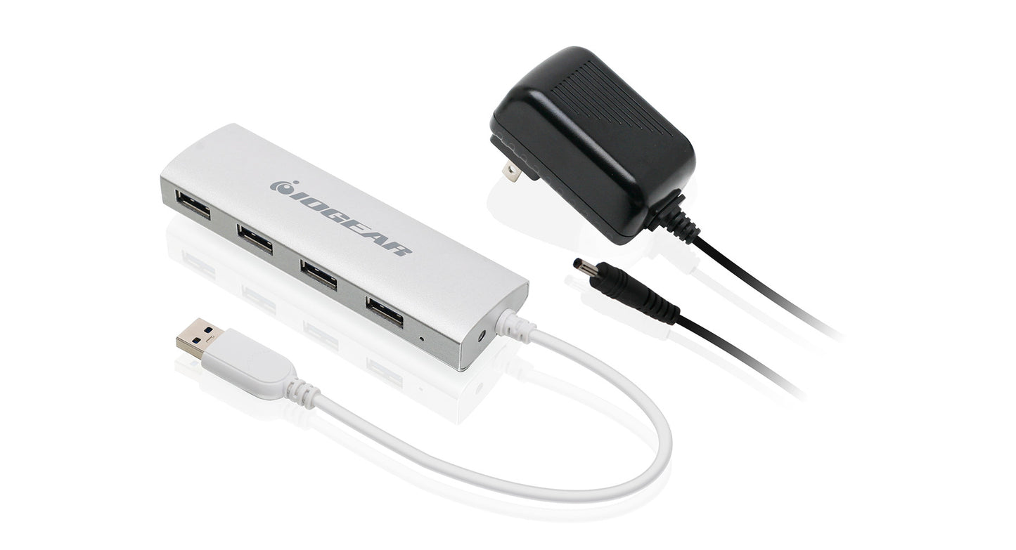 GUH304P - iogear MET(AL) P4P HUB, 4-PORT USB 3.0 POWERED HUB WITH ALUMINUM CHASSIS