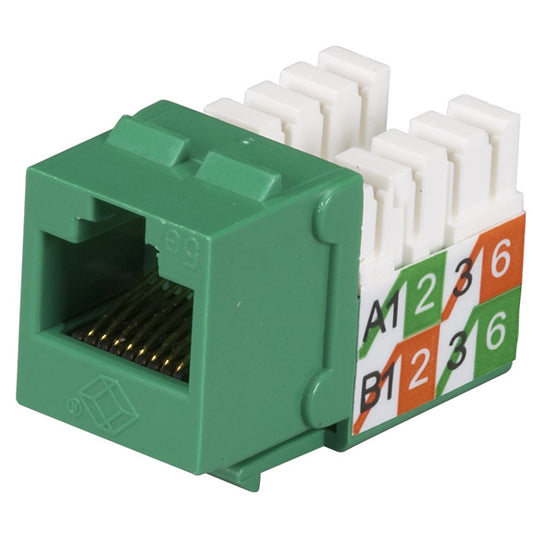 CAT5E KEYSTONE JACK - UNSHIELDED, GREEN 25-PACK, GSA, TAA