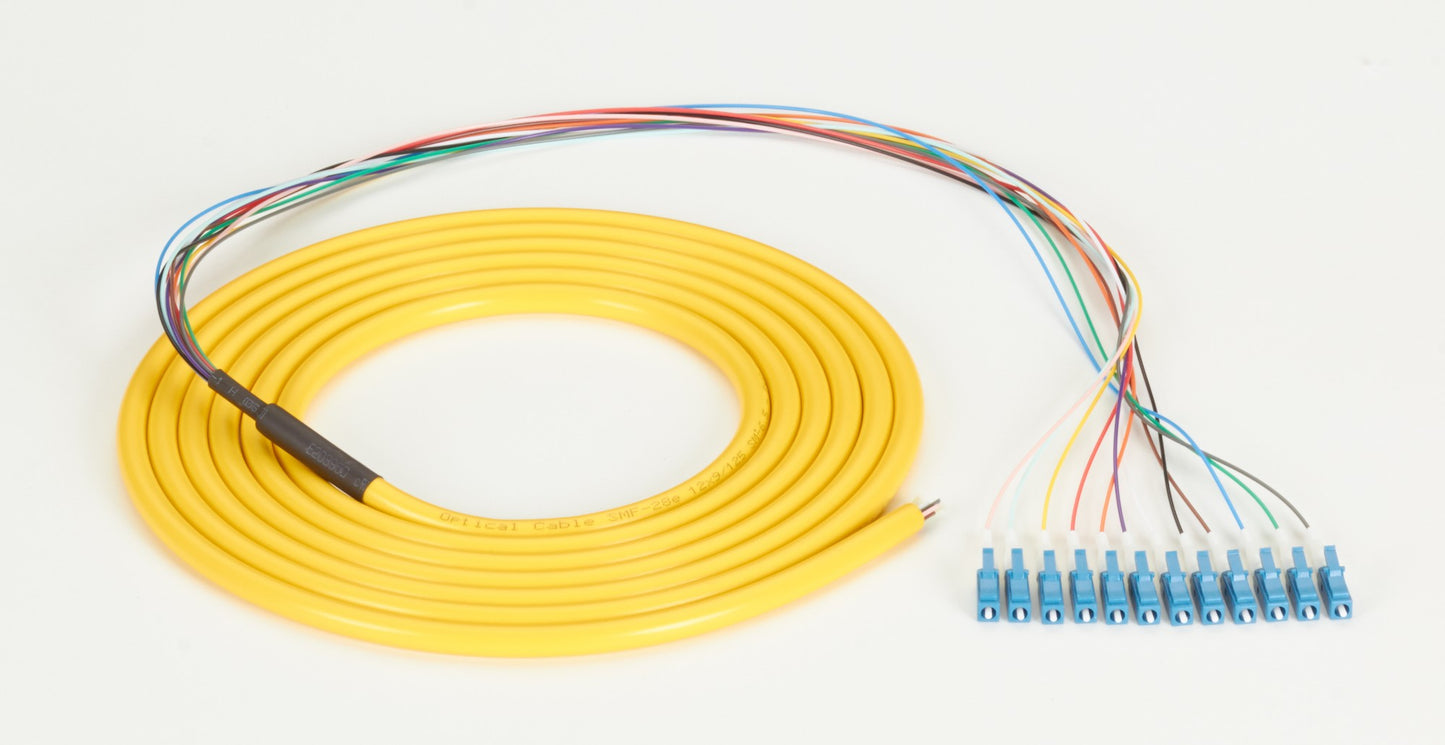 Black Box FOPT50S1-LC-12YL-3 fiber optic cable 118.1" (3 m) 12x LC OS2 Multicolor, Yellow
