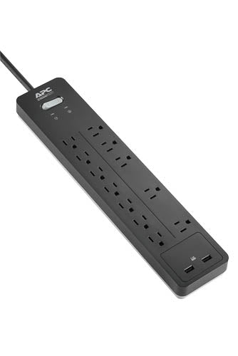 APC HOME OFFICE SURGEARREST 12 OUTLETS WITH 2 USB CHARGING PORTS (5V, 2.4A IN TO