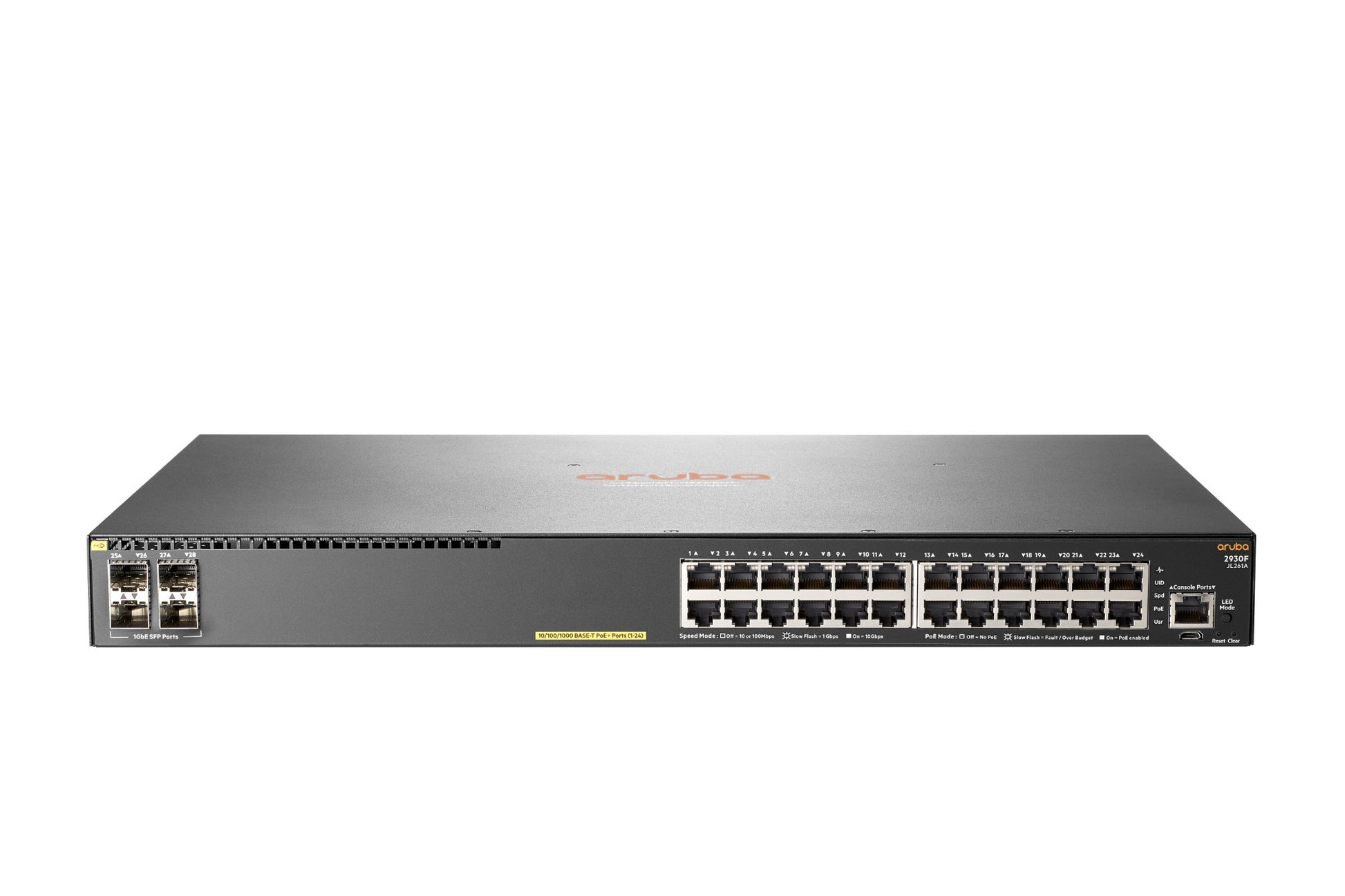 Hewlett Packard Enterprise Aruba 2930F 24G PoE+ 4SFP Managed L3 Gigabit Ethernet (10/100/1000) Power over Ethernet (PoE) 1U Gray