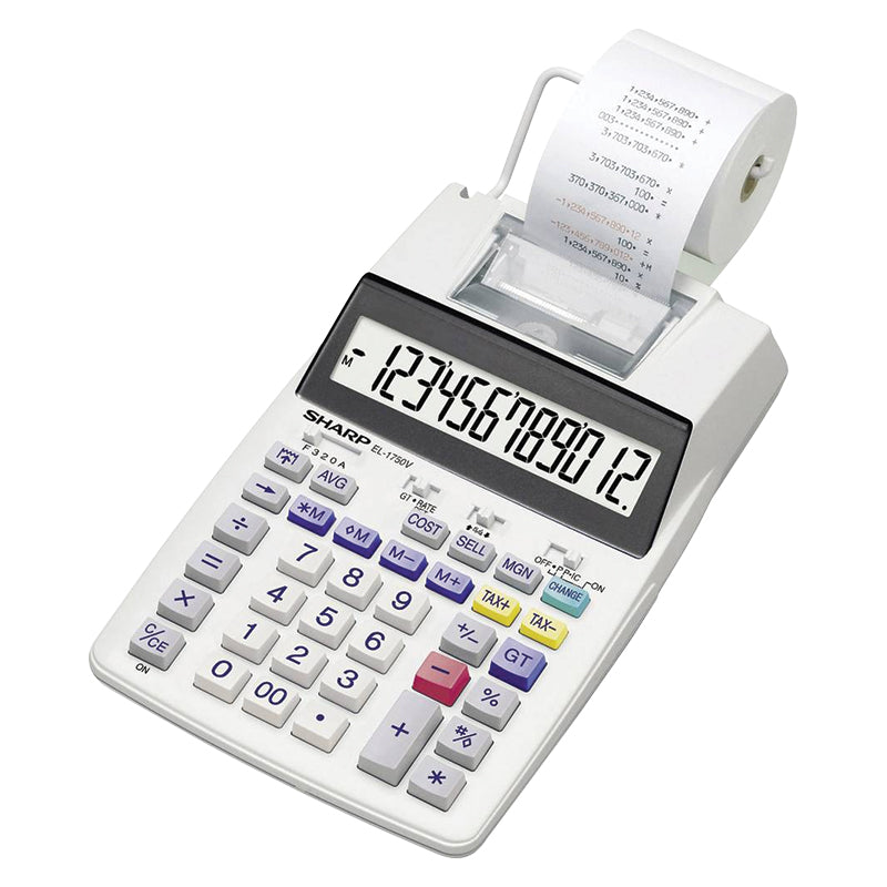 EL-1750V - Sharp LCD Two-Color Printing Calculator 12-Digit LCD Black/Red