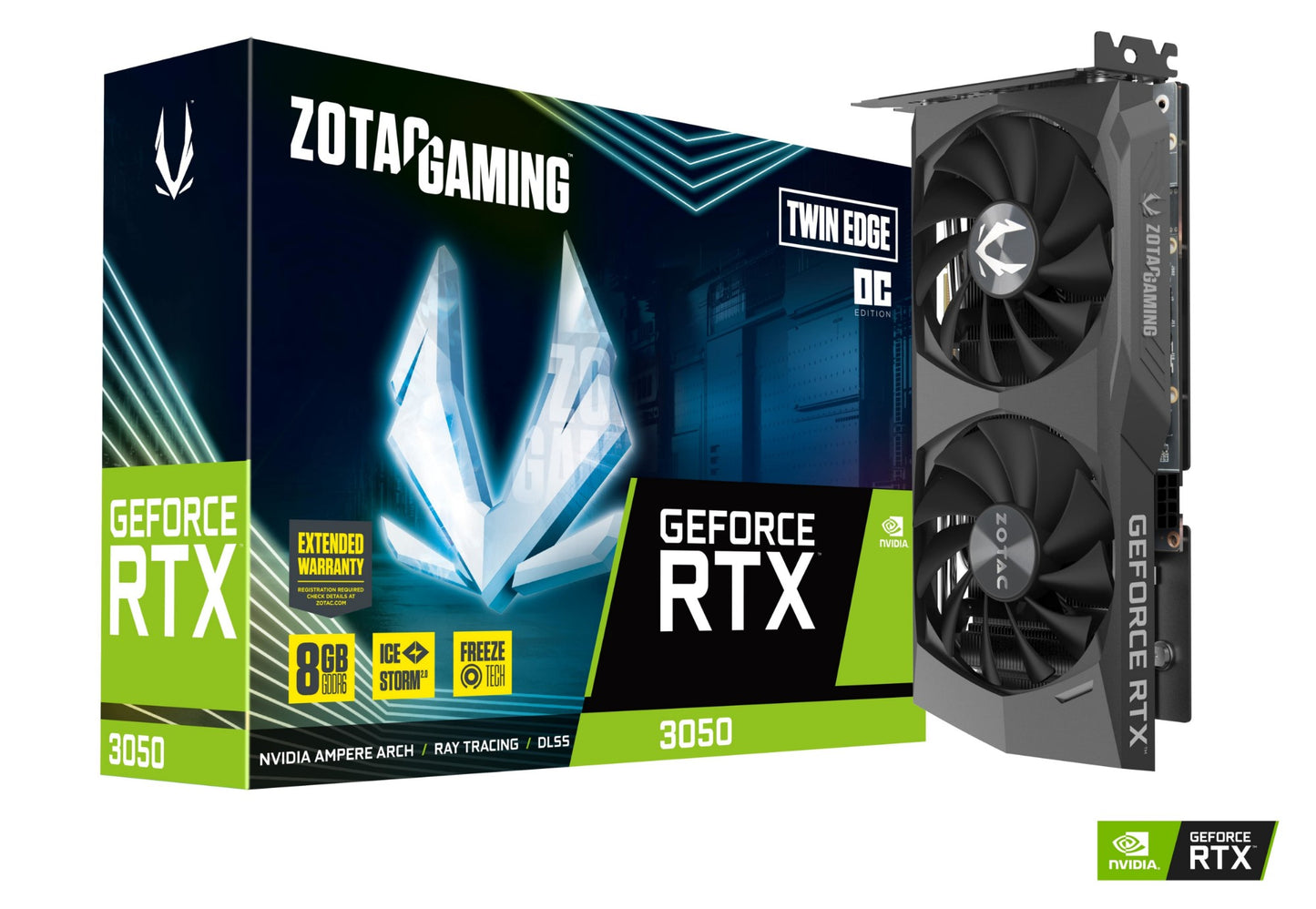 ZT-A30500H-10M - Zotac GAMING GEFORCE RTX 3050 TWIN EDGE OC, 8GB GDDR6, 128 BIT, 1807/14000, HDCP