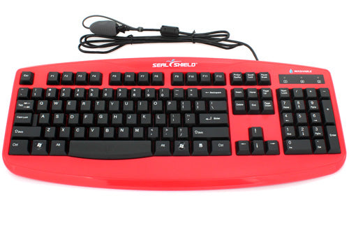 STK503RED - Seal Shield MEDICAL GRADE KEYBOARD - DISHWASHER SAFE (RED BASE) (BLACK KEYS & CABLE) (USB) (