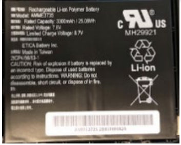 BATTERY PACK,LITHIUM POLYMER, 3300 MAHR / 7.6V, ET51 OR ET56 8 WINDOWS ONLY, REP