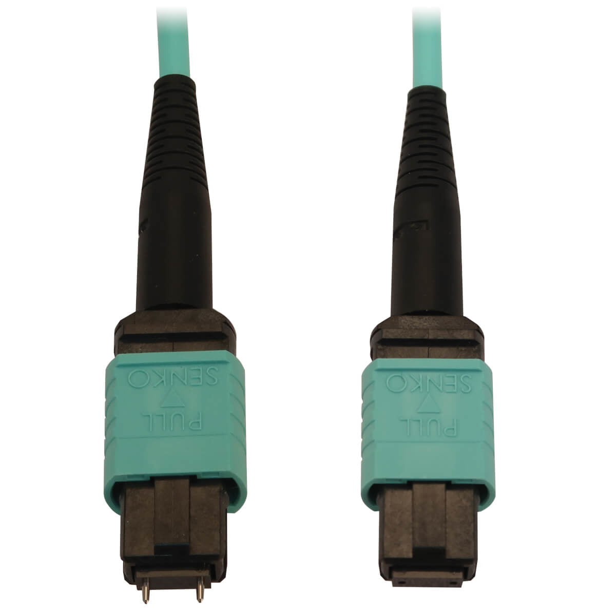 Tripp Lite N842B-05M-12-MF fiber optic cable 196.9" (5 m) MPO/MTP OFNR OM3 Aqua color, Black