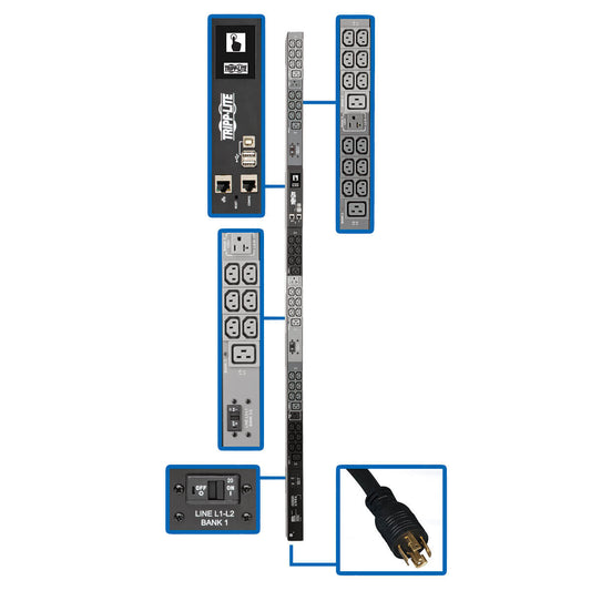 Tripp Lite PDU3EVN6L2130 power distribution unit (PDU) 45 AC outlet(s) 0U Black, Gray