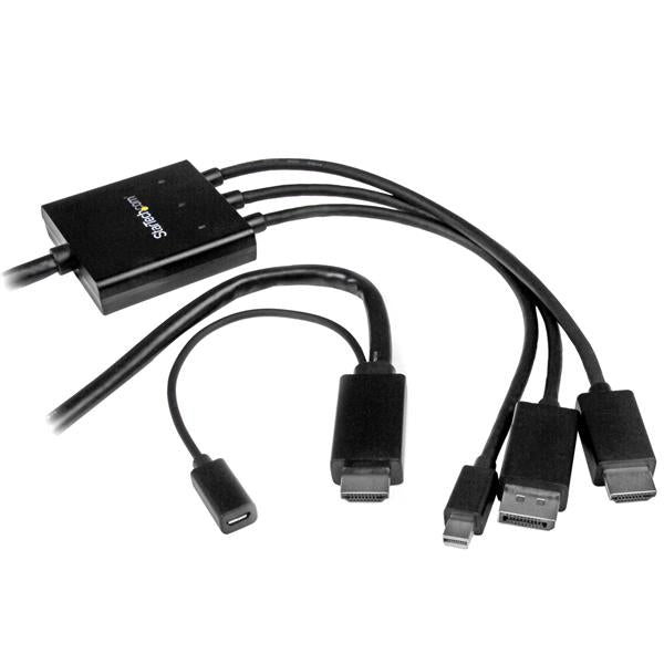 StarTech.com DPMDPHD2HD video cable adapter 78.7" (2 m) DisplayPort + Mini DisplayPort + HDMI HDMI + USB Black