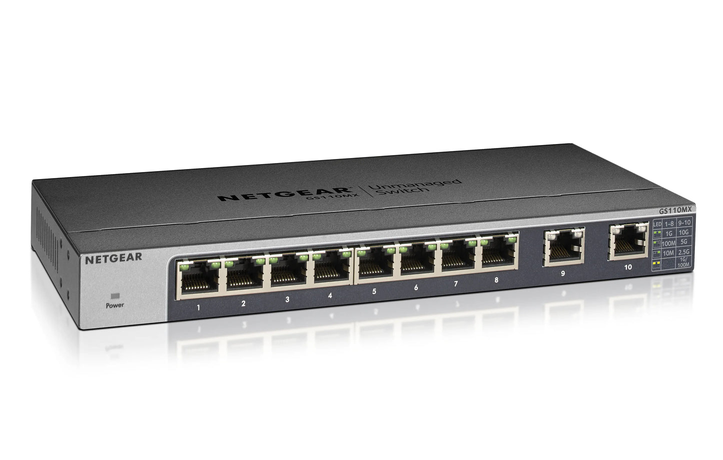 GS110MX-100NAS - Netgear 8-PORT GIGABIT ETHERNET UNMANAGED SWITCH WITH 2-PORT 10G/MULTI-GIG UPLINKS