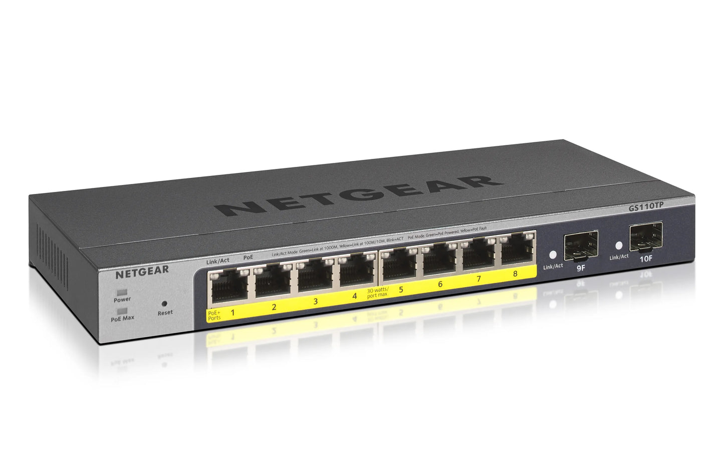 GS110TP-300NAS - Netgear GS110TPV3 8-PORT GIGABIT POE ETHERNET SMART MANAGED PRO SWITCH WITH 2 SF