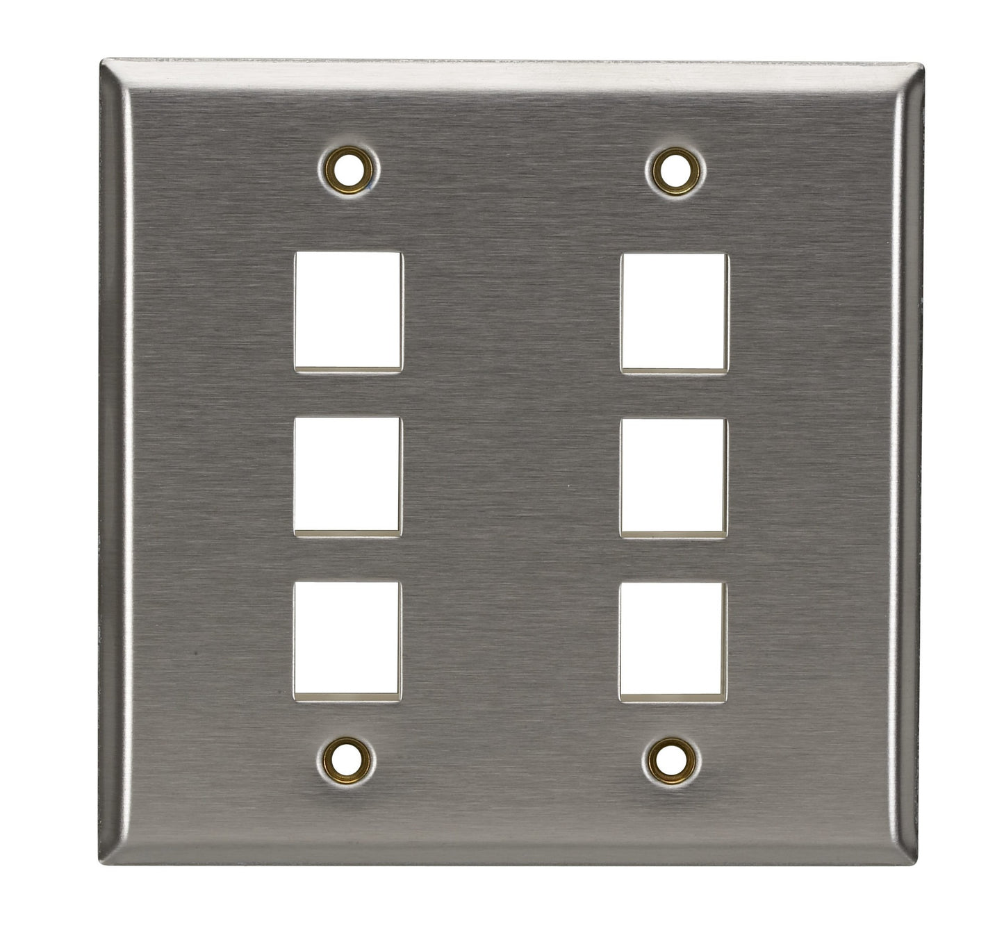 WP375 - Black Box KEYSTONE WALLPLATE - STAINLESS STEEL, DOUBLE-GANG, 6-PORT, GSA, TAA