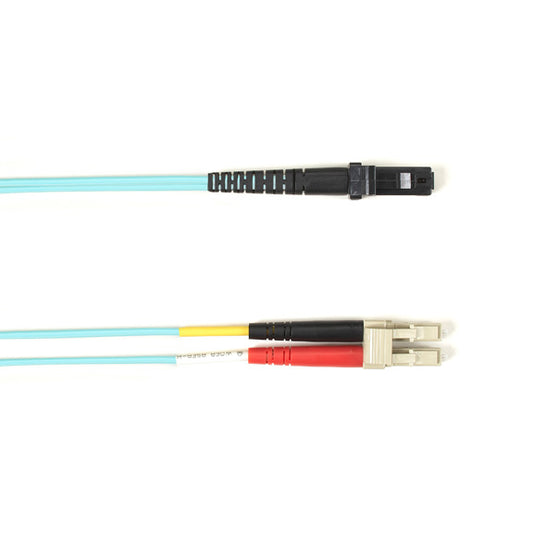 OM2 50/125 MULTIMODE FIBER OPTIC PATCH CABLE - OFNP PLENUM, LC TO MTRJ, AQUA, 10