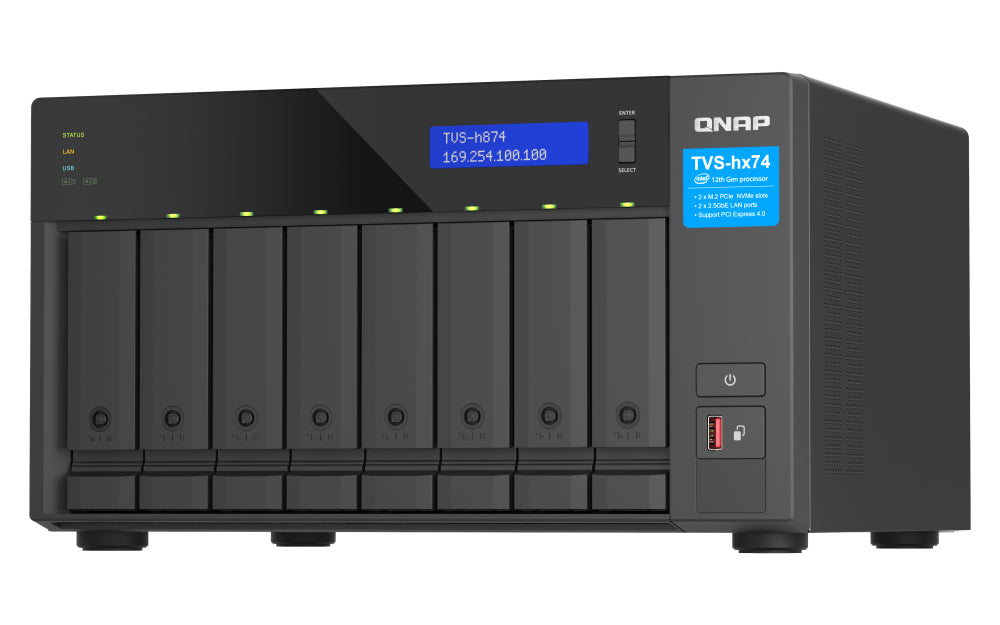 QNAP TVS-h874 NAS Tower Ethernet LAN Black i5-12400