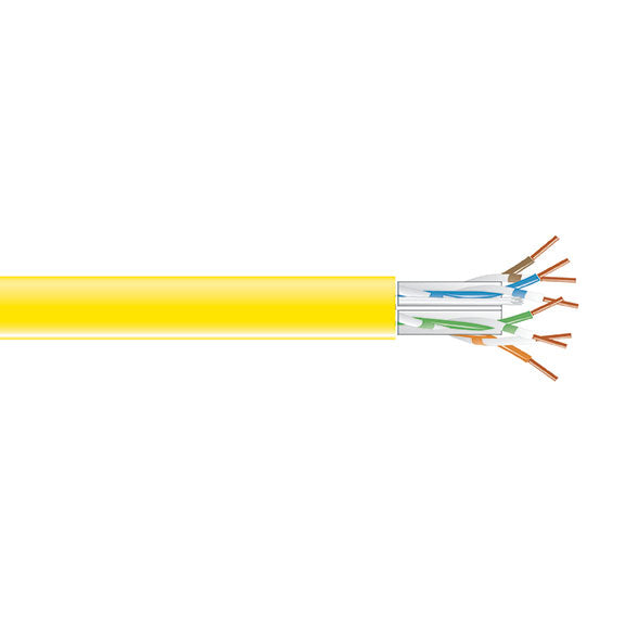 CAT6A 650-MHZ SOLID ETHERNET BULK CABLE - UNSHIELDED (UTP), CMP PLENUM, YELLOW,