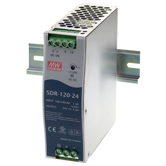 DIN RAIL INDUSTRIAL POWER SUPPLY - 120W, 24VDC, NON-RETURNABLE/NON-CANCELABLE