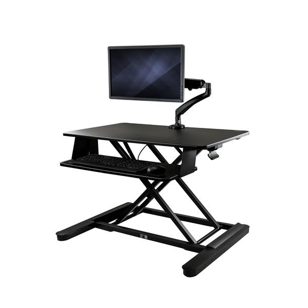 TRANSFORM YOUR DESK INTO A SIT-STAND WORKSTATION, WITH EASY HEIGHT ADJUSTMENT AN