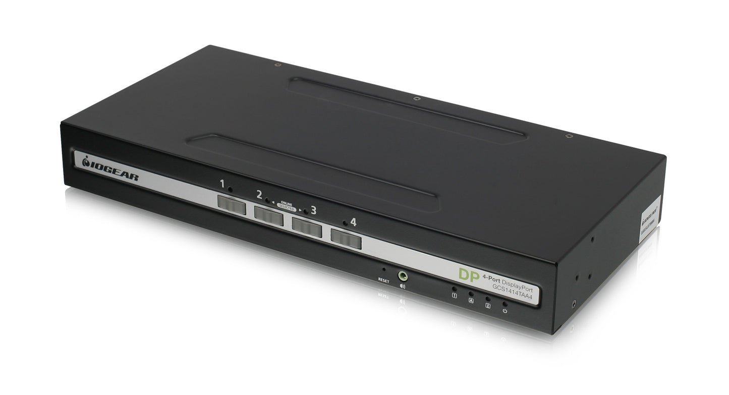 GCS1414TAA4 - iogear 4-PORT SINGLE VIEW DISPLAYPORT SECURE KVM SWITCH W/AUDIO