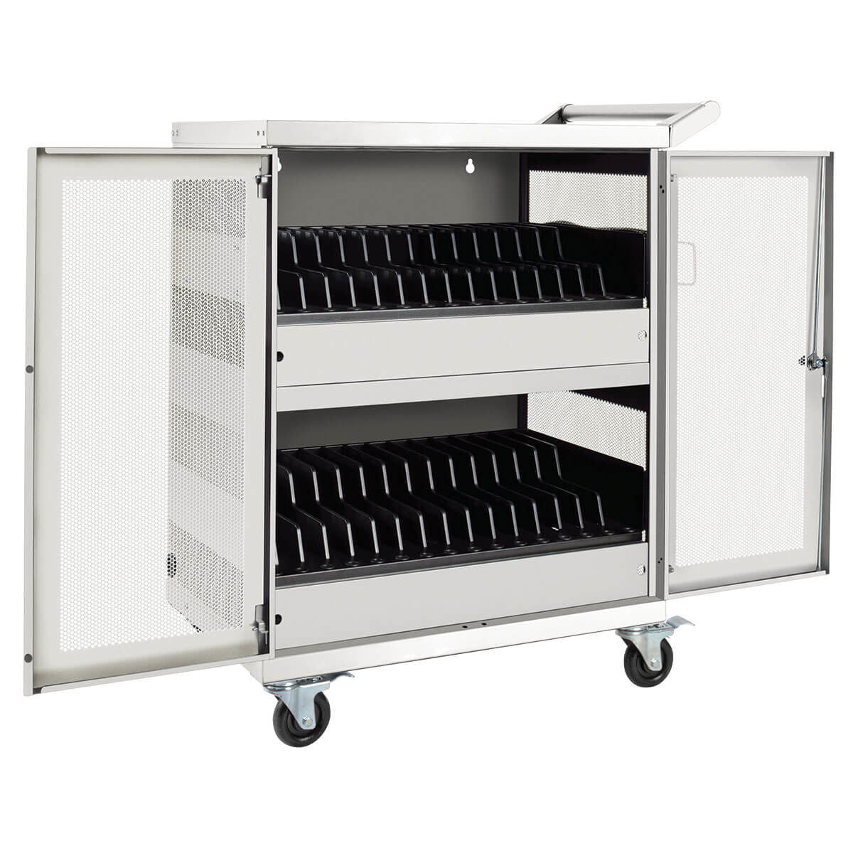 32-PORT AC CHARGING CART WITH SECURE STORAGE AND CORD MANAGEMENT FOR CHROMEBOOKS