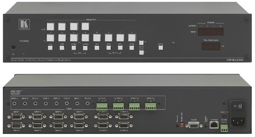 Kramer Electronics THE VP-8X4AK IS A HIGH-PERFORMANCE MATRIX SWITCHER FOR COMPUTER GRAPHICS VIDEO S