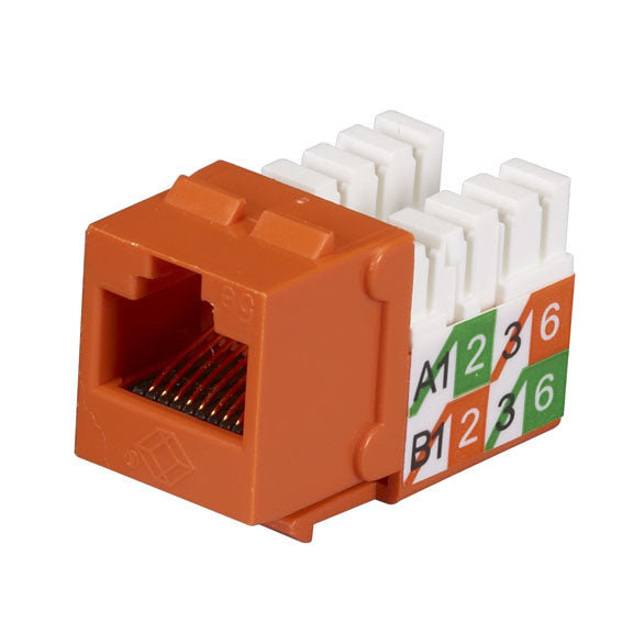 CAT5E KEYSTONE JACK - UNSHIELDED, ORANGE, 25-PACK, GSA, TAA