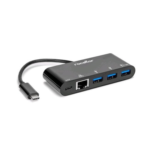 Y10A262B1 - Rocstor USB-C TO ETHERNET Adapter 3-PORT USB 3.0 HUB & USB-C 60W PD