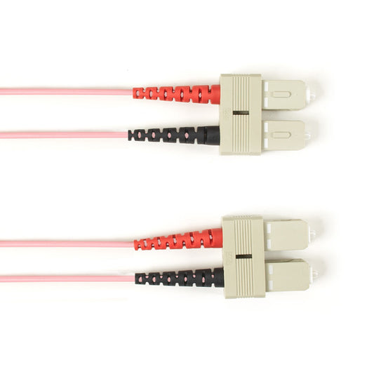 OM2 50/125 MULTIMODE FIBER OPTIC PATCH CABLE - OFNR PVC, SC TO SC, PINK, 2-M (6.