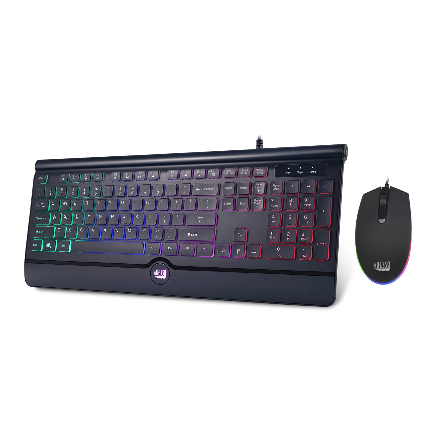AKB-137CB - Adesso USB MULTI-COLORED ILLUMINATED KEYBOARD SLIM LOW PROFILE FULL SIZE DESIGN