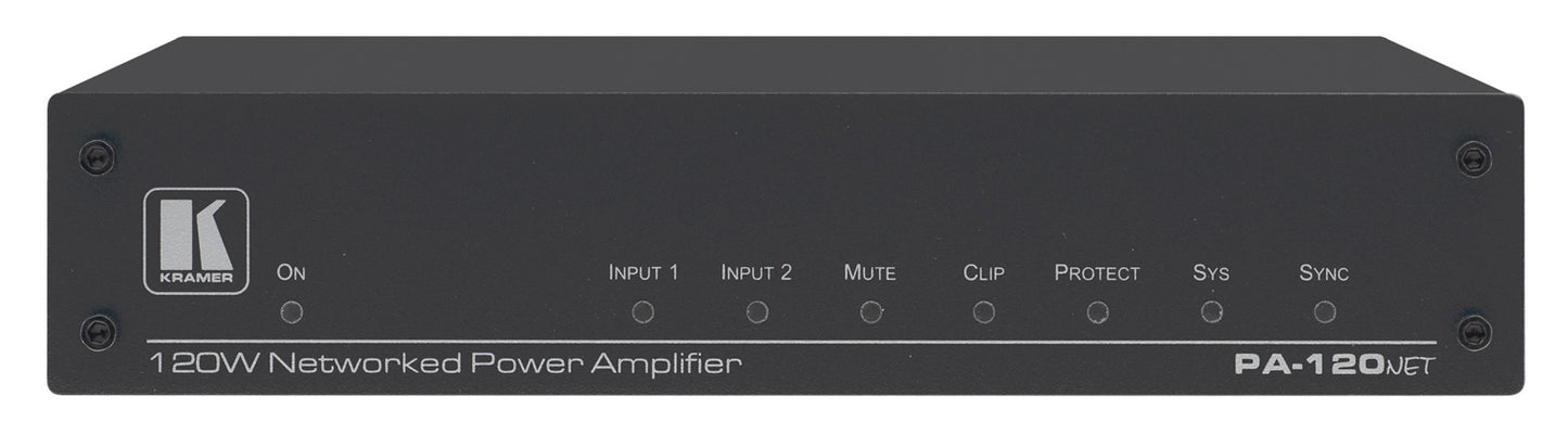 13-80527030 - Kramer Electronics PA-120NET IS A HIGH-PERFORMANCE, SELECTABLE HI-Z (70V/100V) OR LO-Z (4OHMS/8OHMS