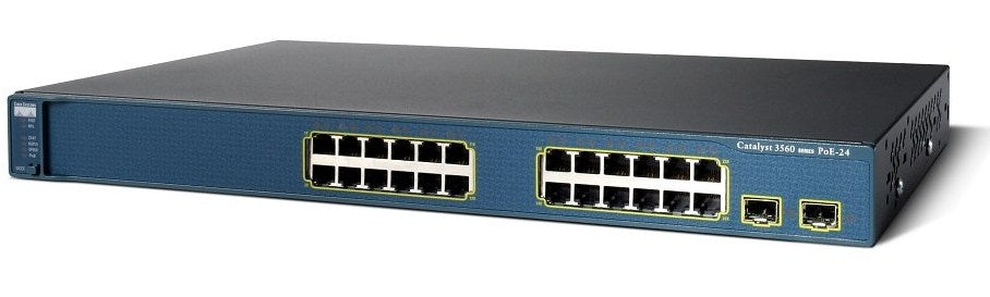 Cisco Catalyst C3560E-24PDE, Refurbished Managed L2/L3 Gigabit Ethernet (10/100/1000) Black 1U Power over Ethernet (PoE)