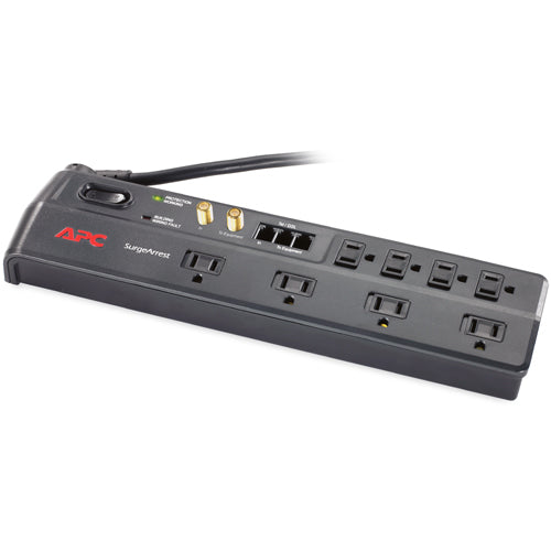 APC Home/Office SurgeArrest 8 Outlets with tel2/splitter and coax jacks, 120V Black 8 AC outlet(s) 72" (1.83 m)