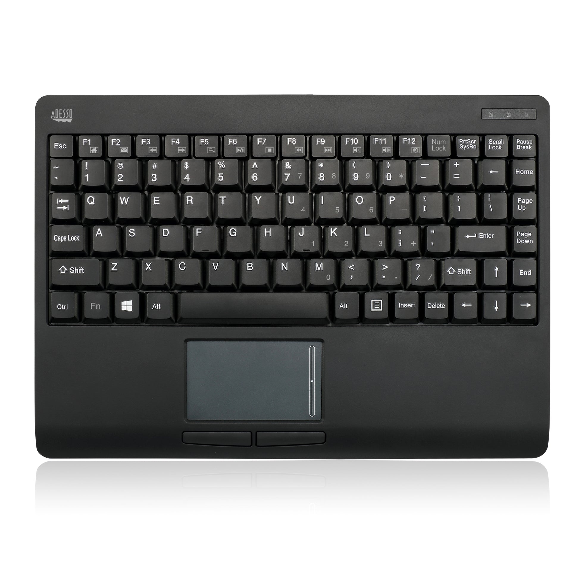 WKB-4110UB - Adesso 2.4GHZ RF MINI WIRELESS KEYBOARD WITH GLIDEPOINT TOUCHPAD, POWER SAVING S