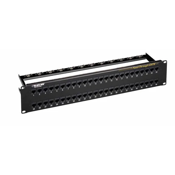 JPM820A - Black Box CAT6 FEED-THROUGH PATCH PANEL - 2U, UNSHIELDED, 48-PORT, GSA, TAA