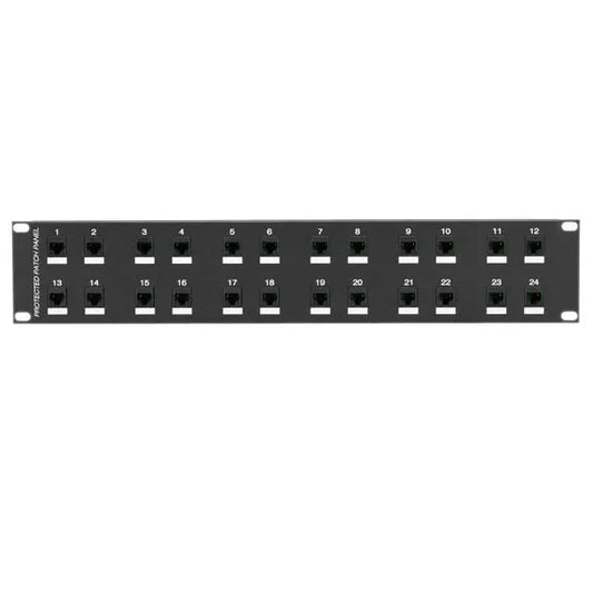 JSM114A - Black Box CAT6 SURGE-PROTECTED PATCH PANEL - 2U, 24-PORT, GSA, TAA