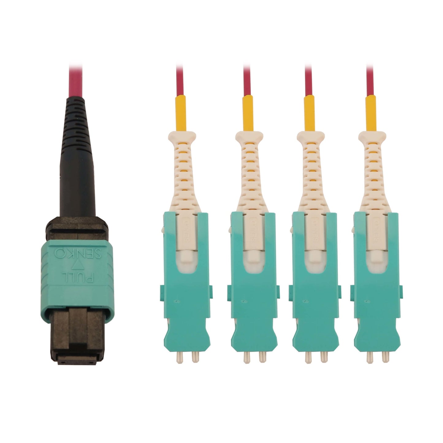 Tripp Lite N845-03M-4S-MG fiber optic cable 117.7" (2.99 m) 12x MTP/MPO 4x SN OFNR OM4 Aqua color, Black, Magenta, White