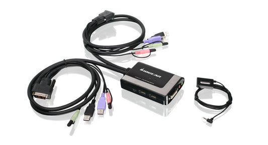 GCS932UB - iogear DVI RESOLUTION UP TO 1920 X 1200. 2 PORT USB DVI-D CABLE KVM WITH AUDIO AND MIC