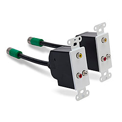 WALL PLATE - LEFT CONNECTOR(S): 3 X RCA - FEMALE, COLOR-CODED CONNECTORS