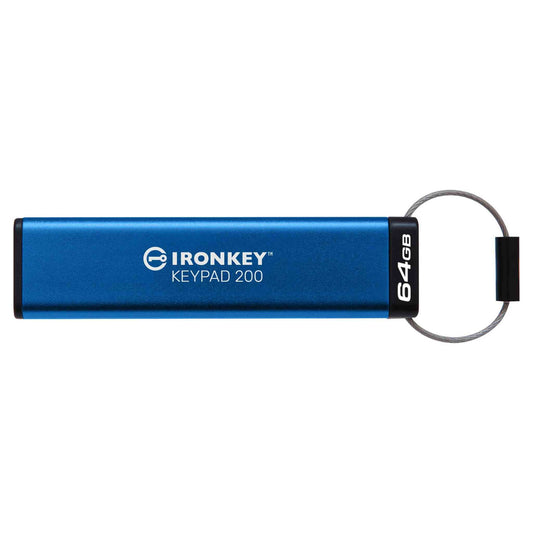 Kingston Technology IronKey Keypad 200 USB flash drive 64 GB USB Type-A 3.2 Gen 1 (3.1 Gen 1) Blue