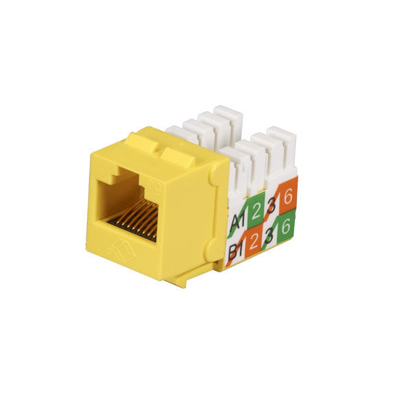 CAT5E KEYSTONE JACK - UNSHIELDED, YELLOW 25-PACK, GSA, TAA