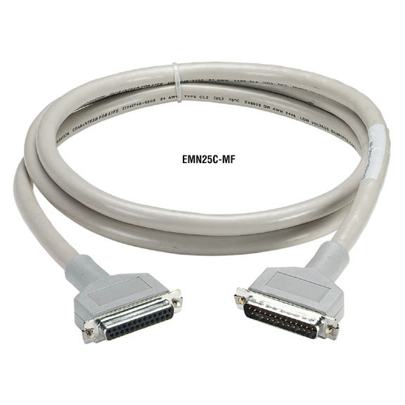 RS232 DOUBLE SHIELDED CABLE - METAL HOOD, DB25 MALE/FEMALE, 25-CONDUCTOR, 5-FT.