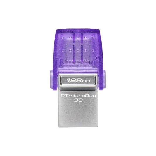 Kingston Technology DataTraveler microDuo 3C USB flash drive 128 GB USB Type-A / USB Type-C 3.2 Gen 1 (3.1 Gen 1) Stainless steel, Purple