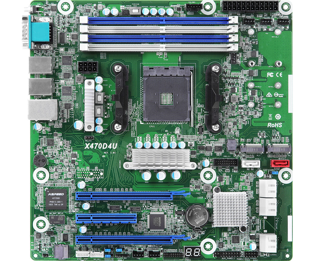 Asrock ASROCK RACK X470D4U MICRO ATX SERVER MOTHERBOARD AM4 RYZEN & RYZEN 7NM PGA1331 A