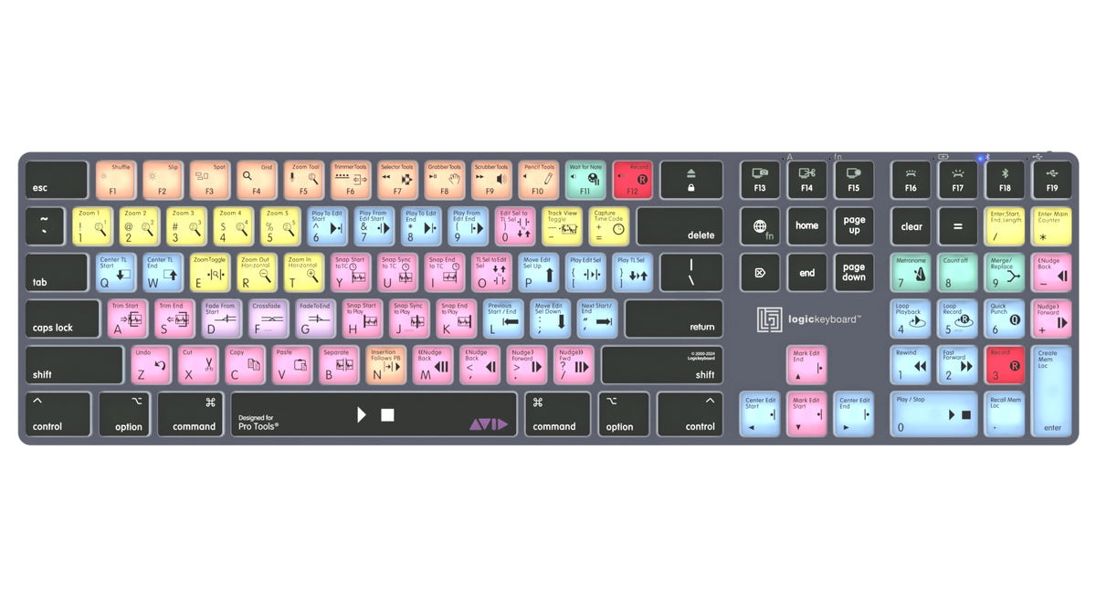 LKB-PT-TM-FR - LogicKeyboard Pro Tools French AZERTY Backlit Bluetooth USB-C TITAN Mac Shortcut Keyboard