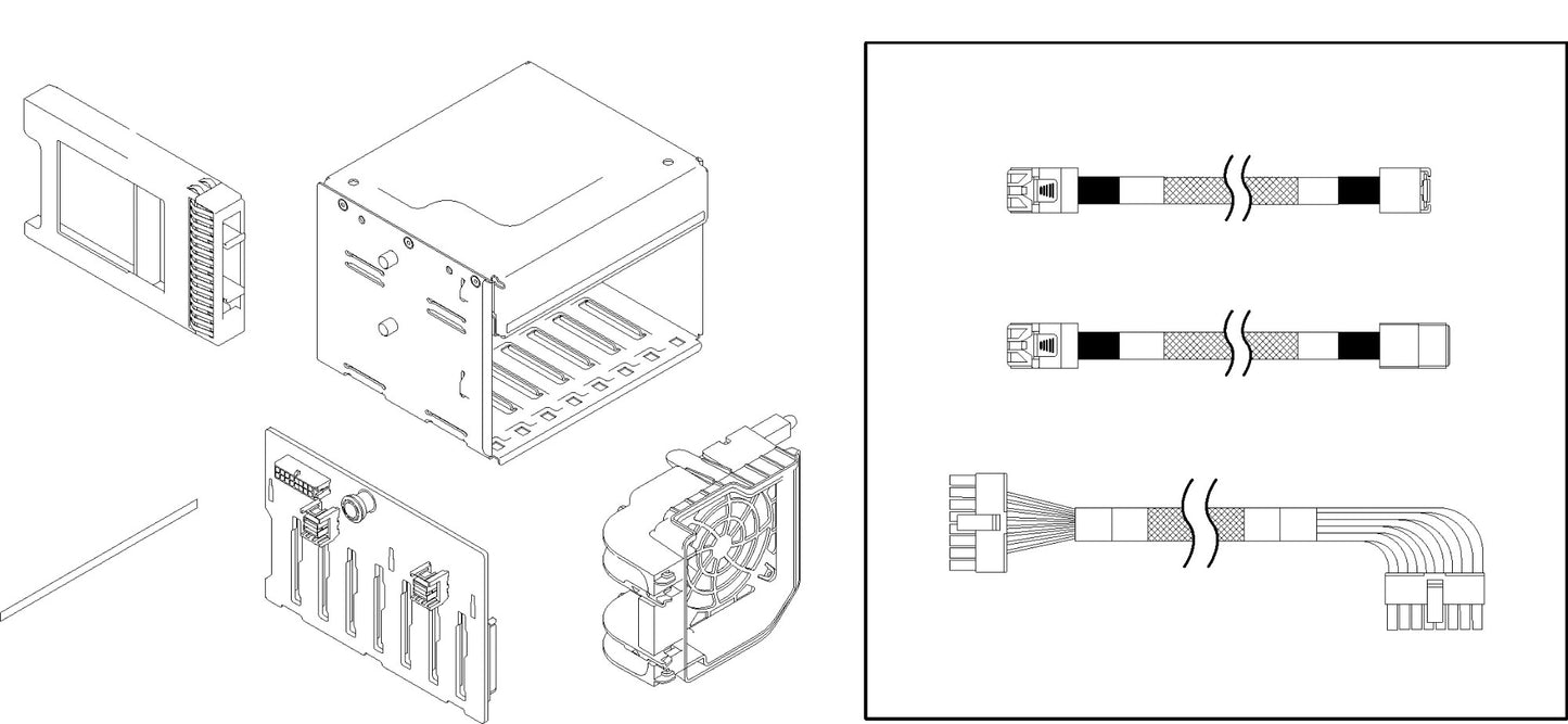 Lenovo ThinkSystem ST250 3.5" SATA/SAS 4-Bay Backplane Kit HDD enclosure Metallic 3.5"