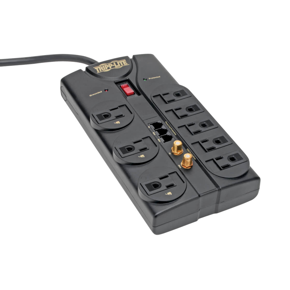 Tripp Lite TLP808TELTV surge protector Black 8 AC outlet(s) 120 V 96.1" (2.44 m)