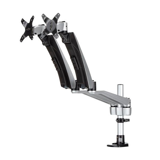 SAVE SPACE AND WORK IN COMFORT WITH THIS PREMIUM DESK MOUNT DUAL MONITOR ARM - M