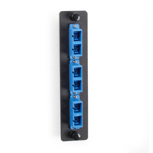 JPM451C - Black Box LOW-DENSITY SINGLE-MODE FIBER ADAPTER PANEL - CERAMIC SLEEVE, (3) SC DUPLEX, BLU